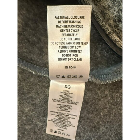 Free Country Frore Knit Fleece Gray Full-Zip Jacket Size XL - Picture 5 of 9